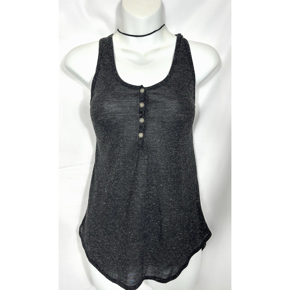 VTG‎ Charlotte Russe Henley Button Tank Top Size M Linen Blend Y2K Elena Gilbert